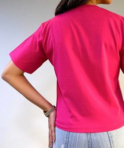 تیشرت کراپ پنبه طرح لبخند Smile