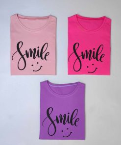تیشرت کراپ پنبه طرح لبخند Smile