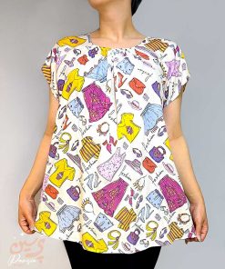 تیشرت نخی یقه کش دار