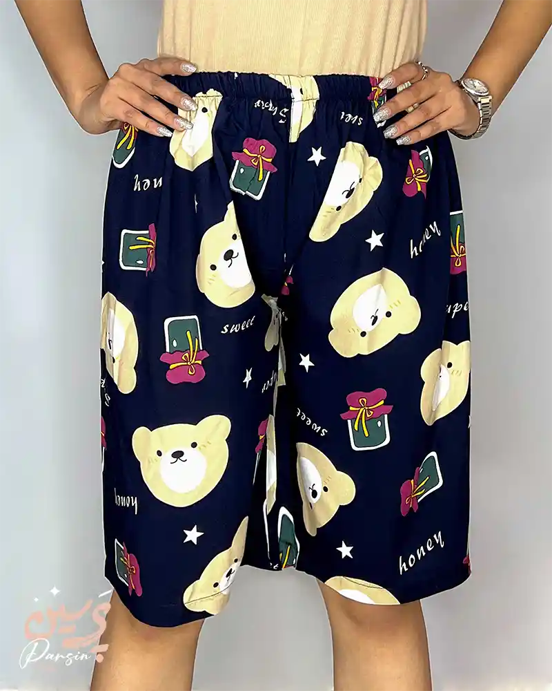 شلوارک نخی طرح دار