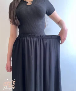 تنخور دامن نخی مشکی ساده