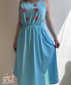 تنخور سارافون بندی توت فرنگی پیراهن فانتزی دخترانه