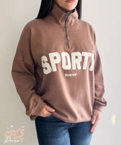 دورس نیم زیپ زنانه قهوه‌ای – فری سایز و راحت