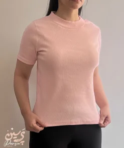 نمای پشت تیشرت کبریتی آستین کوتاه زنانه یقه 5 سانت