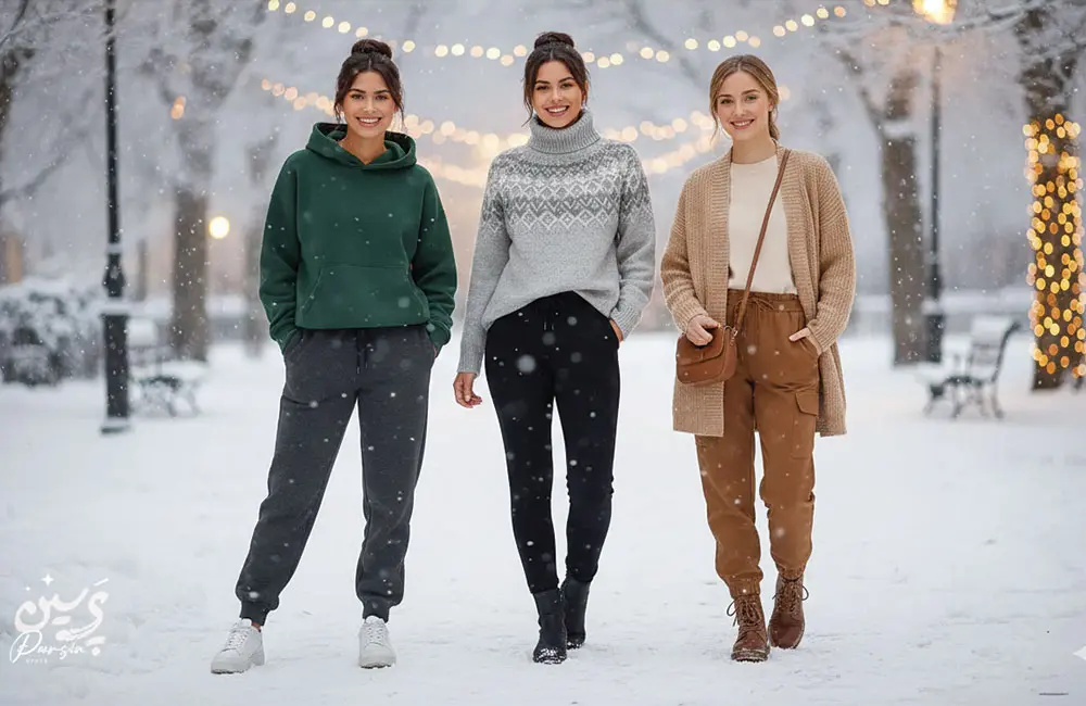سه مدل با دورس و بافت زنانه زمستانی جدید پرسین – استایل کژوال زمستان ۱۴۰۴