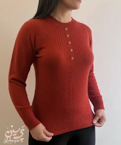 بلوز بافتنی زنانه گرم و شیک رنگ آجری مناسب سایز ۳۶ تا ۴۲