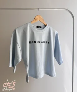 تیشرت کراپ MINIMALIST زنانه در رنگ آبی روی رگال