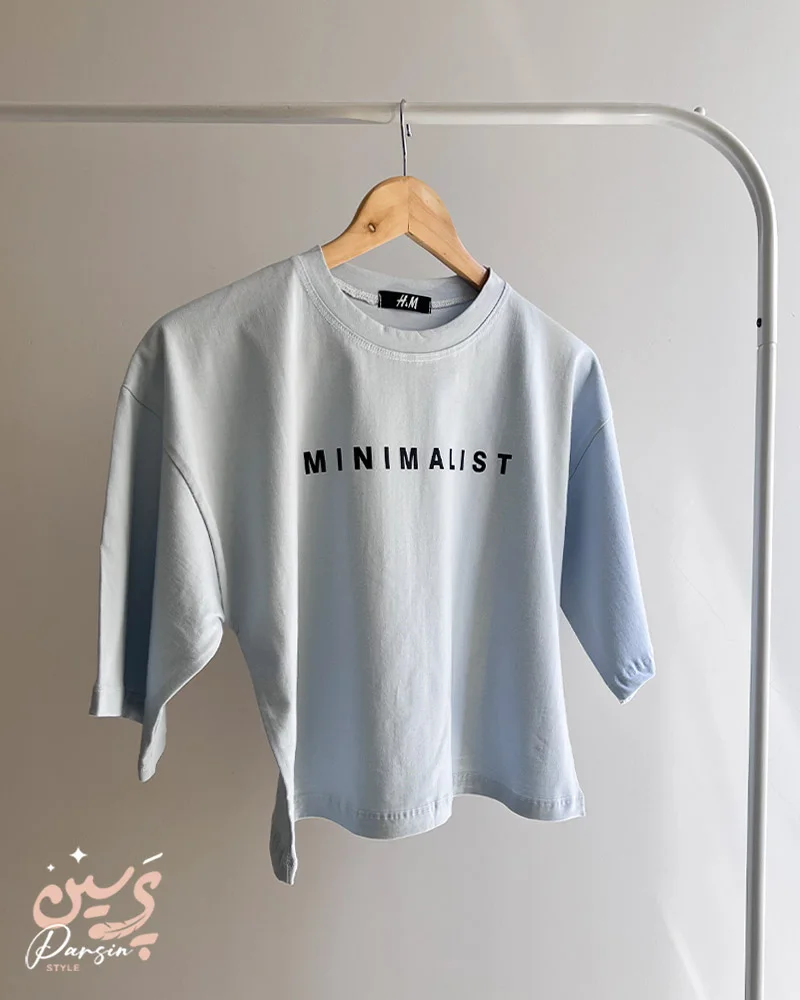 تیشرت کراپ MINIMALIST زنانه در رنگ آبی روی رگال